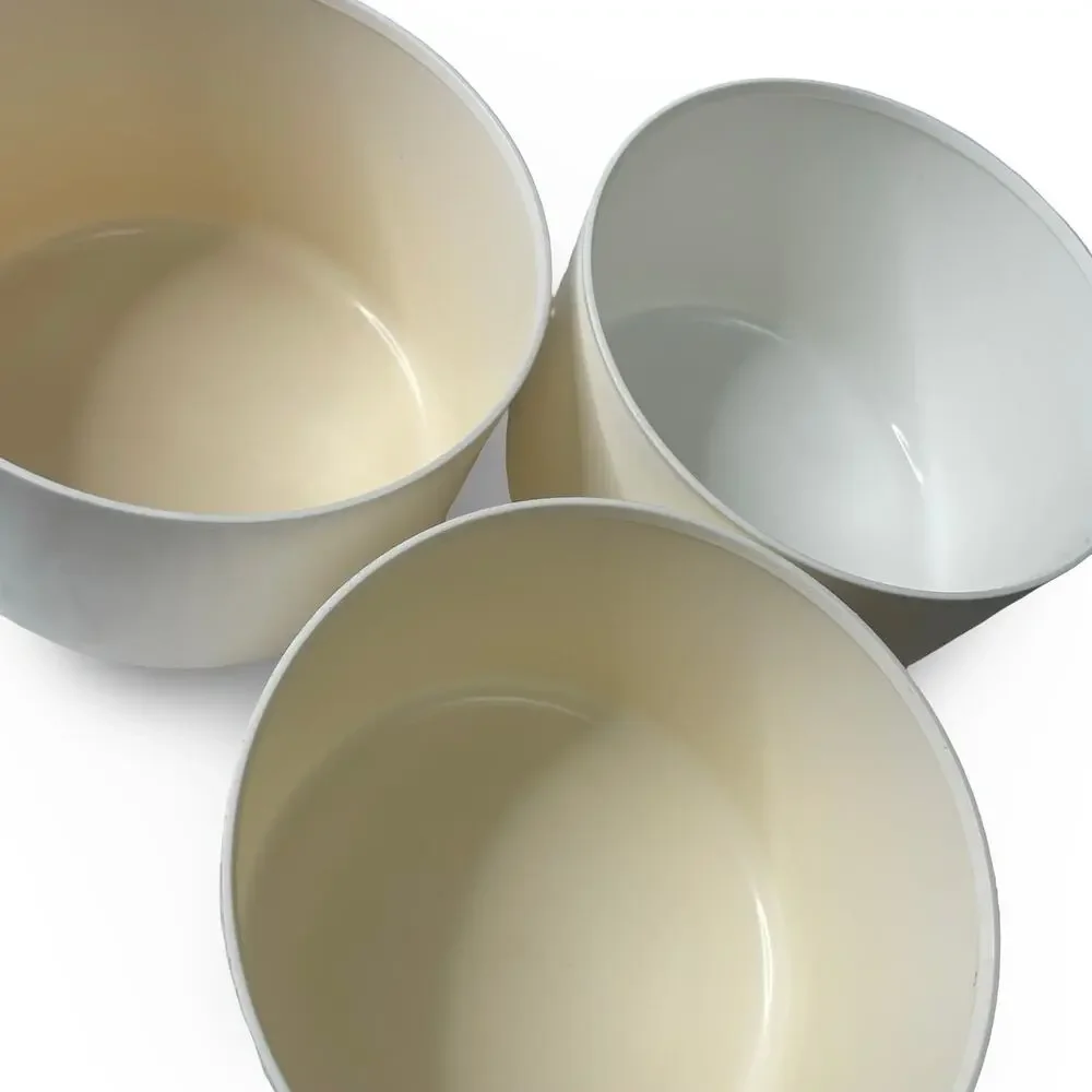 Tupperware One Touch Canister C Set of 3 2709A White Blue Lid 2419A Stackable